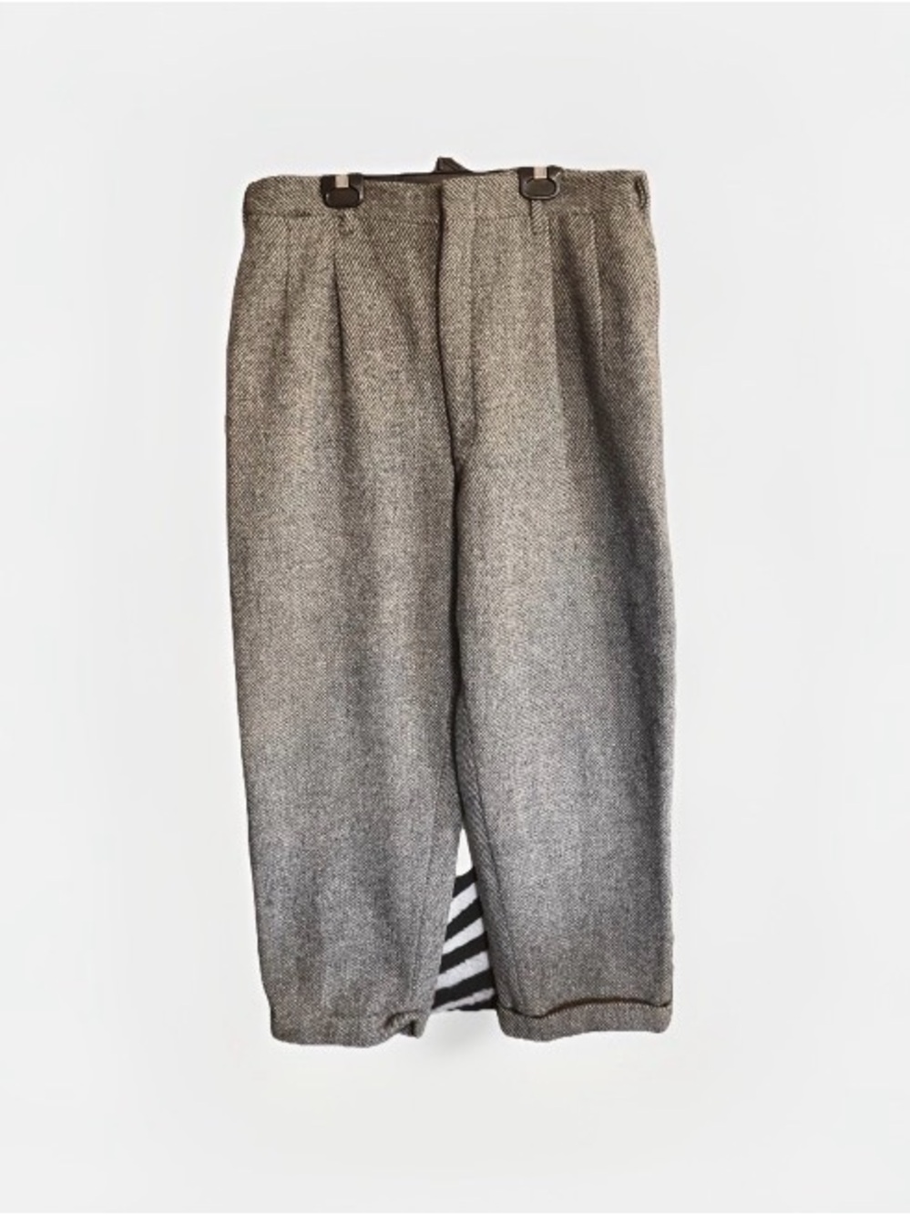 Vintage 50s 60s Heavy Wool Cuffed Trousers Talon Zip
